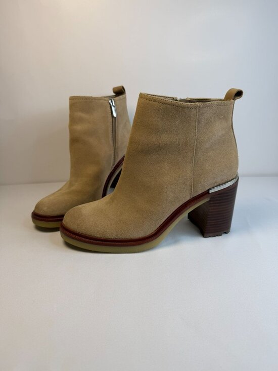 Vince Camuto Shoes - Vince Camuto Gorgan Women Size 9M Taupe Leather Ankle Block Heel Casual Boots